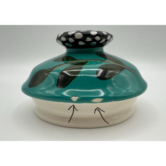 Droll Designs Hand Painted Pear Fruit Art Pottery Large 12” Lidded Canister - Picture 11 of 13